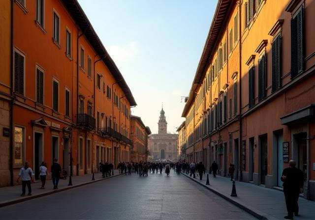 Vista di Via Indipendenza a Bologna, Italia